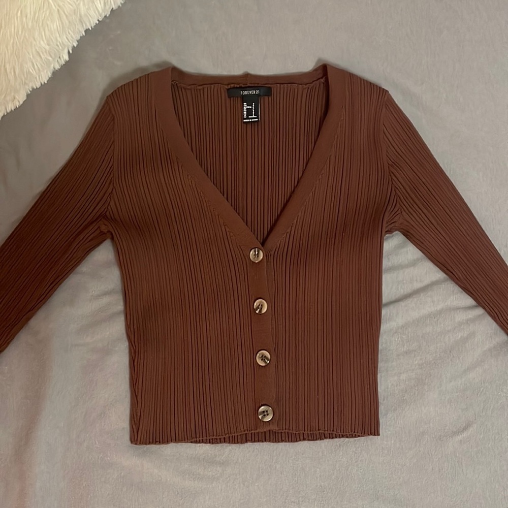 Brown Button Down Sweater Forever 21